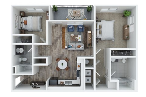Union at Pacific Highway Apartments in Corvallis, Oregon 2x2 C Floor Plan